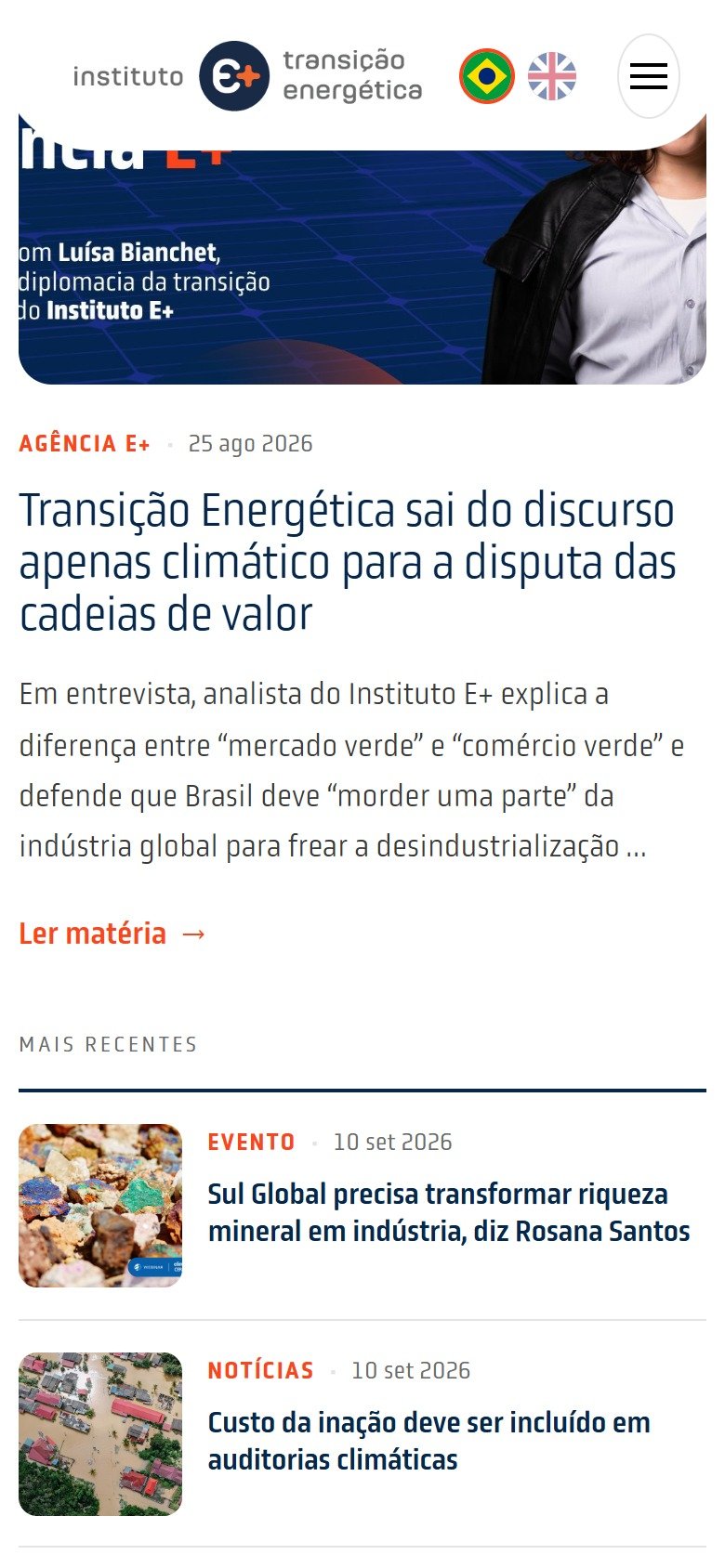 A Agência E+ no celular.